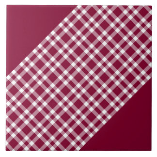 Azulejo Burgundy White Plaid Pattern
