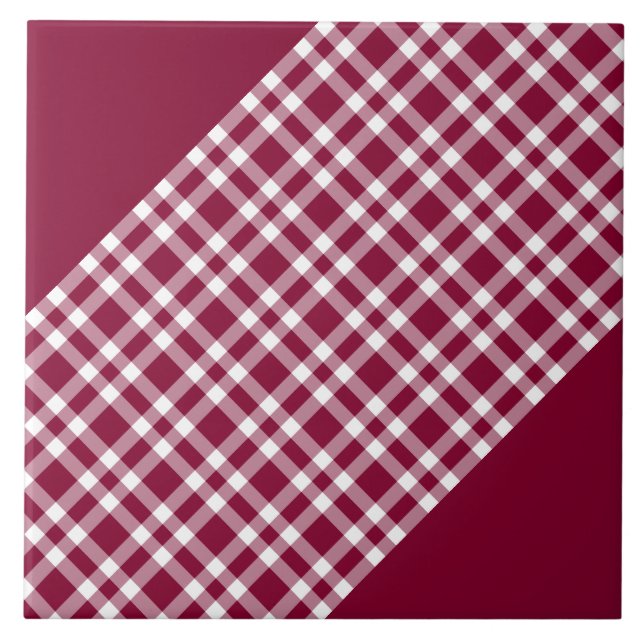 Azulejo Burgundy White Plaid Pattern (Frente)