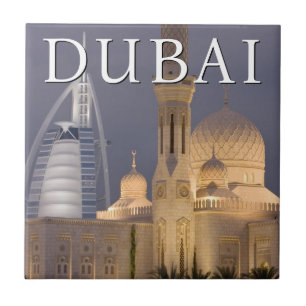 Azulejo Burj al Arab   Mezquita al anochecer Dubai