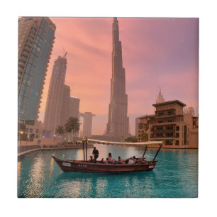 Azulejo Burj Khalifa Bote Lake Cityscape