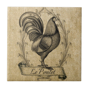 Azulejo Burlap de Pollo Vintage