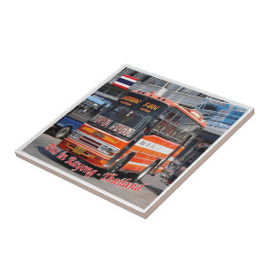 Azulejo BUS zTH027 en RAYONG, Tailandia, Asia,