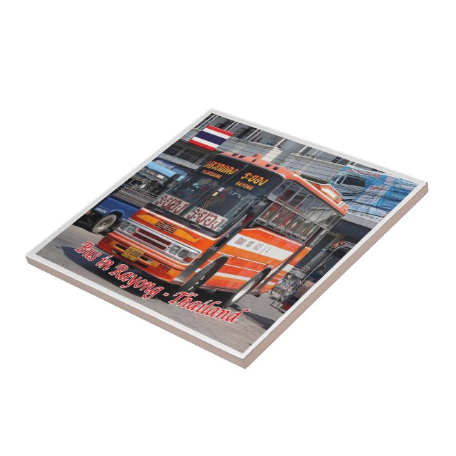 Azulejo BUS zTH027 en RAYONG, Tailandia, Asia, (Lado)