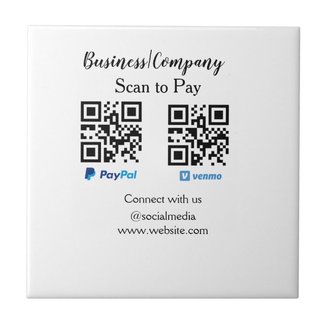 Azulejo Buscar para pagar q r código paypal venmo agregar  (Frente)