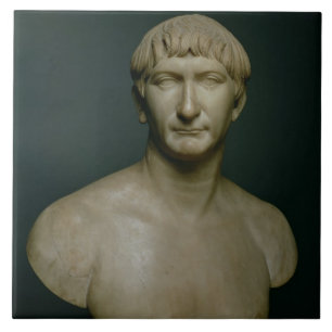Azulejo Busto del retrato del emperador Trajan (53-117