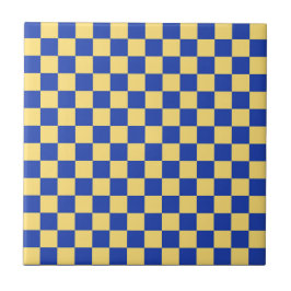 Azulejo Butter yellow and blue checkered board pattern