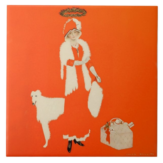 Azulejo C Coles Phillips “Santa del presente” Fadeaway Gir (Frente)