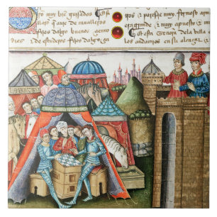 Azulejo Caballero Cifar observa al enemigo jugar al ajedre