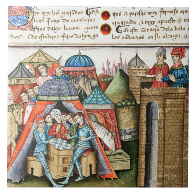 Azulejo Caballero Cifar observa al enemigo jugar al ajedre (Frente)