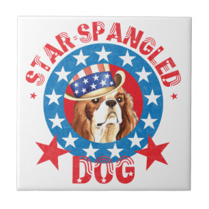 Azulejo Caballero Patriótico Rey Charles Spaniel
