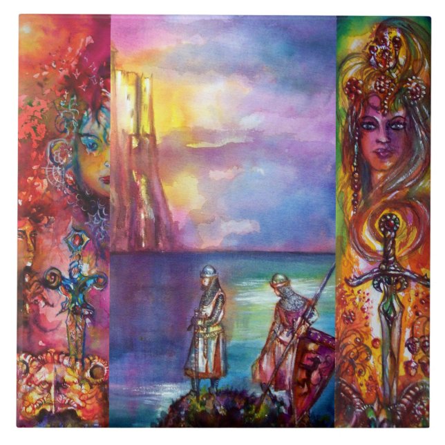 Azulejo Caballeros medievales de PENDRAGON, Lago Sunset, F (Frente)