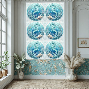 Azulejo Caballitos de Mar Costeros Corales del Océano Deco