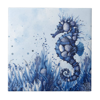 Azulejo Caballitos de mar de conchas marinas