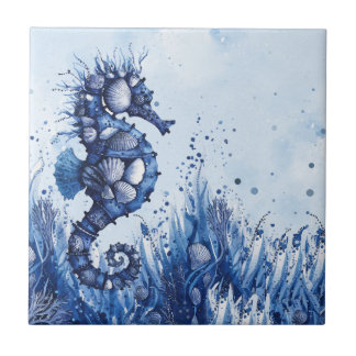 Azulejo Caballitos de mar de conchas marinas