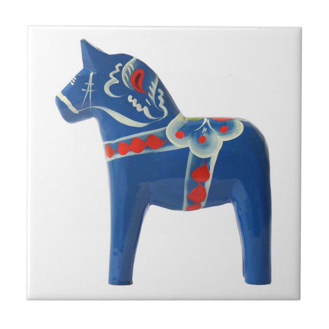 Azulejo Caballo azul de Dala del sueco (Frente)