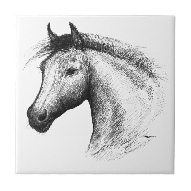 Azulejo Caballo: blanco (Frente)