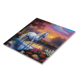 Azulejo Caballo blanco Mantener o diseñar su propio