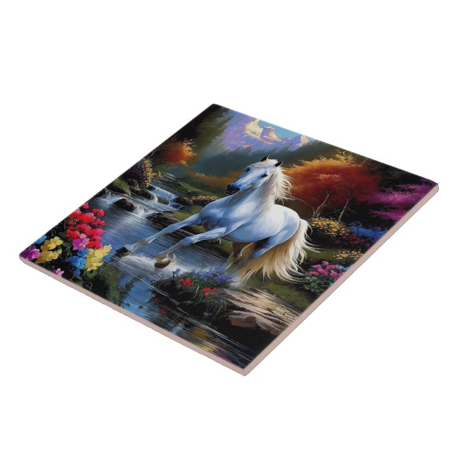 Azulejo Caballo blanco  Mantenga o diseñe el suyo (Lado)
