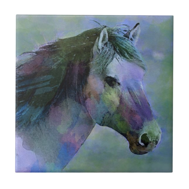 Azulejo Caballo de Acuarela (Frente)