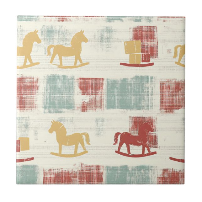 Azulejo Caballo de Balanzain de Plaid Shabby Chic (Frente)
