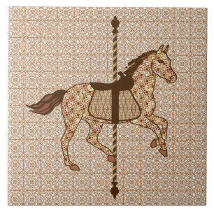 Azulejo Caballo de Carusel - Marrón Chocolate y Beige