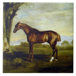 Azulejo Caballo de castaño en un paisaje (George Stubbs)