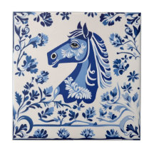 Caballo de dala sueco azul y blanco