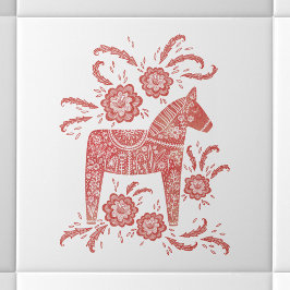 Azulejo Caballo de dala sueco rojo y blanco