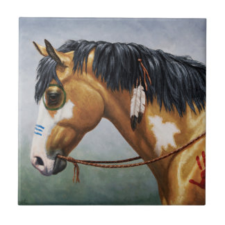 Azulejo Caballo de Guerra Nativo Americano Buckskin Pinto