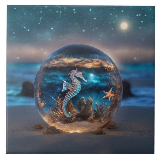 Azulejo Caballo de mar náutico y playa de Fantasía Starfis (Frente)