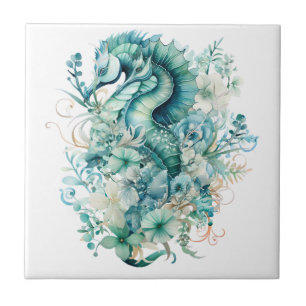 Azulejo Caballo de mar turquesa claro Tile cerámico