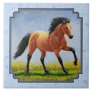 Azulejo Caballo de piel de hebilla con luz azul