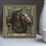Azulejo Caballo espiritual encantado personalizado<br><div class="desc">Sumérjase en el encanto místico de nuestra Piel de Cerámica de Espíritu Encantada. Adorada con un motivo de joya tribal y representada con una infusión de estética del punk de la felicidad y la alfombra, esta cerámica representa un caballo majestuoso: un poderoso animal espiritual que simboliza la fuerza, la libertad...</div>