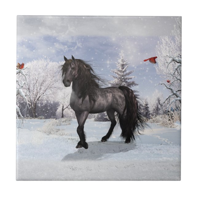 Azulejo Caballo frisón feriado de invierno de 2024 (Frente)