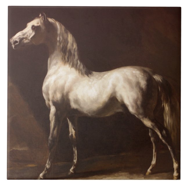 Azulejo Caballo gris de manzana (por Théodore Géricault) (Frente)