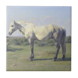 Azulejo Caballo gris en un campo (por Rosa Bonheur)