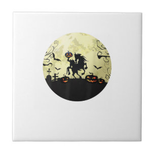 Azulejo caballo halloween jinete sin cabeza calabaza y lun