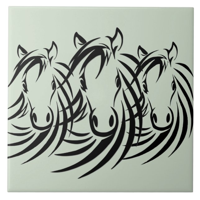 Azulejo Caballo negro de cabeza verde (Frente)