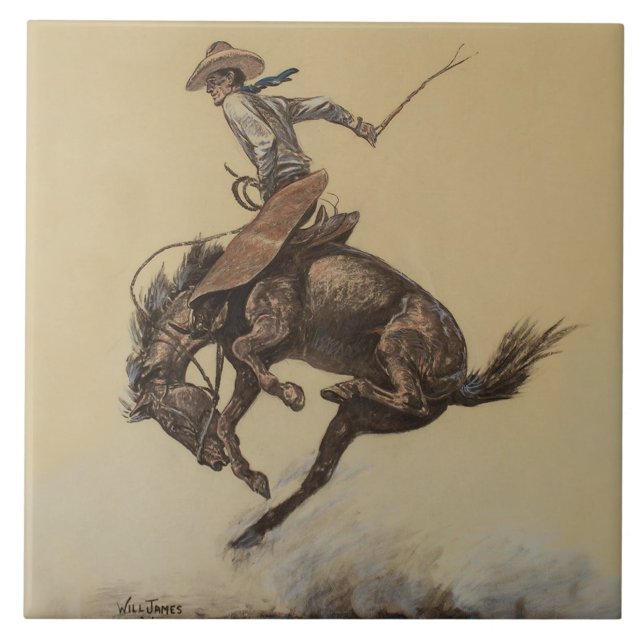 Azulejo “Caballo que se encabrita” Arte Occidental de Will (Frente)