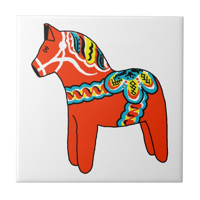 Azulejo Caballo rojo de Dala (Frente)