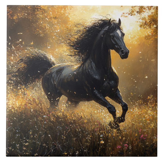 Azulejo Caballo Salvaje Negro Stallion Mustang (Frente)