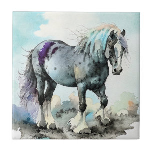 Azulejo Caballo Shire Acuarela