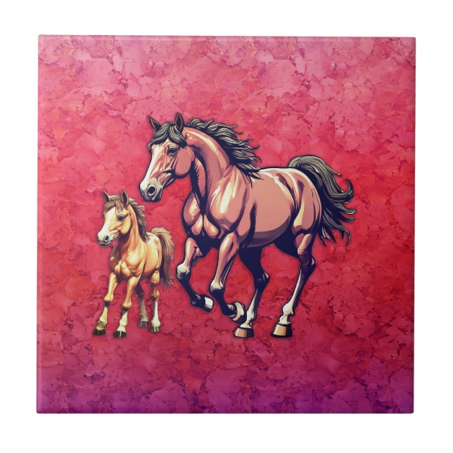 Azulejo Caballo y pie en el fondo texturado (Frente)