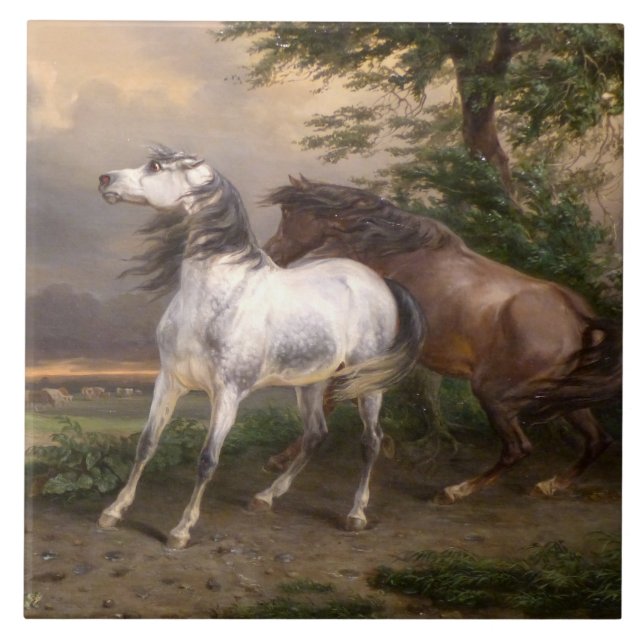 Azulejo Caballos asustados por la tormenta (por Carle Vern (Frente)