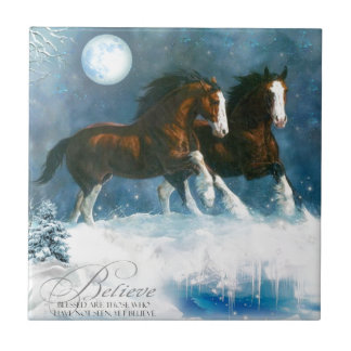 Azulejo Caballos Corriendo En La Nieve