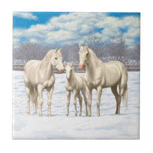 Azulejo Caballos del Cuartel Blanco En Nieve