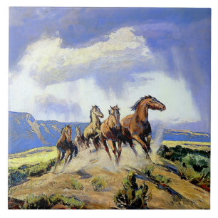 Azulejo “Caballos salvajes de Nevada” de Carl Oscar Borg