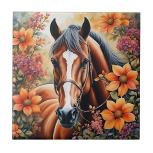Azulejo Caballos Y Flores