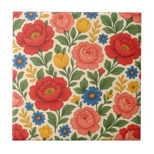 Azulejo Cabaña Colorida en Flor
