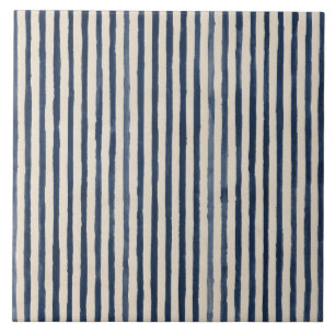 Azulejo Cabaña de Índigo Pintada a Mano a Rayas